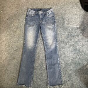 Women’s Express Mid Rise Flexx Hyper Stretch Skyscraper Jeans Size Large Long